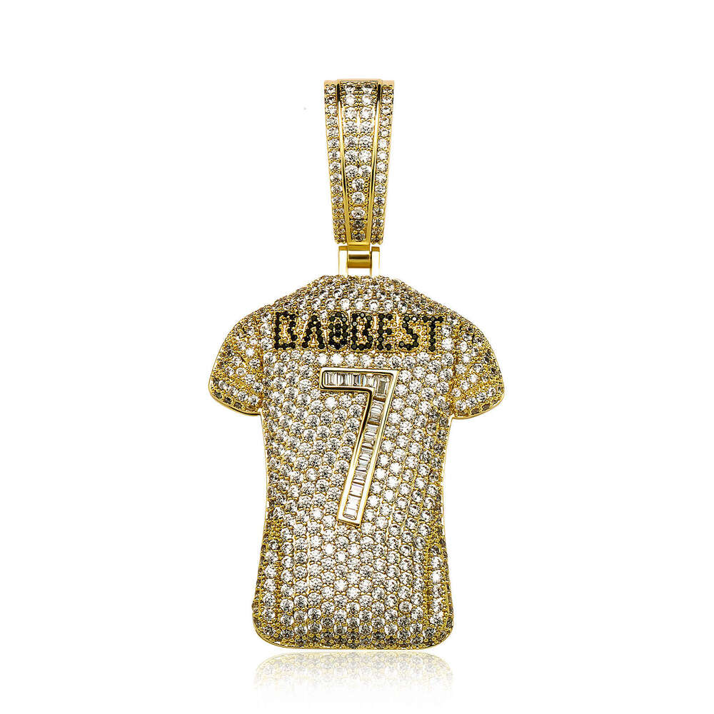 Hot Selling Hip-Hop Personality Trend Full Zircon 7 Number Jersey Pendant 3D Men's Necklace