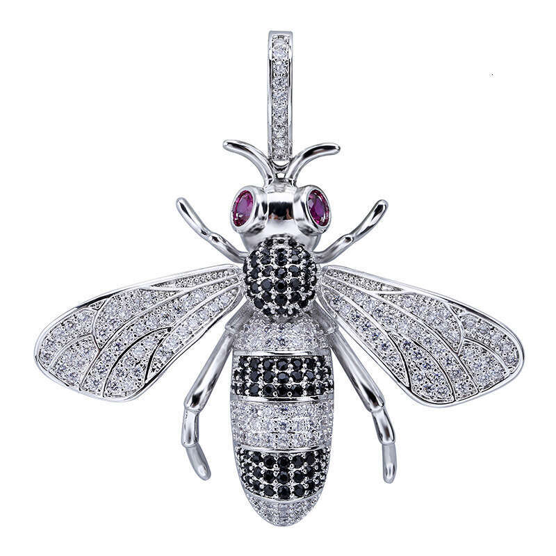 Hip Hop Little Bee Personality Pendant Micro Paved Zircon Unisex Ins Trend Necklace