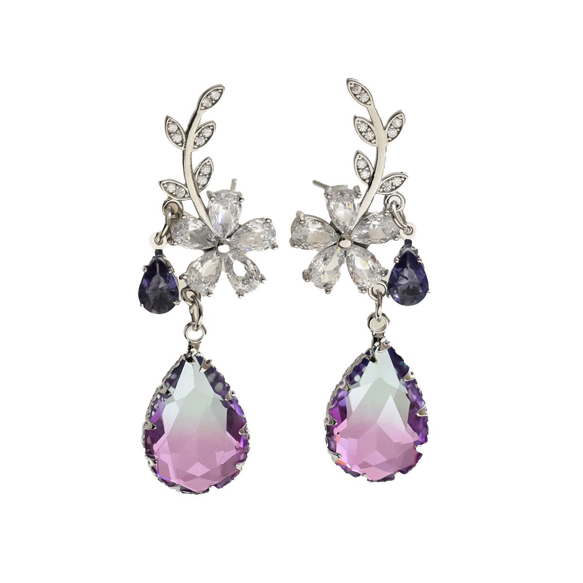 Forest Style Pastoral For Women Simple Flower Wheat Spike Inlaid Zircon Design Stud Earrings Ear Jewelry