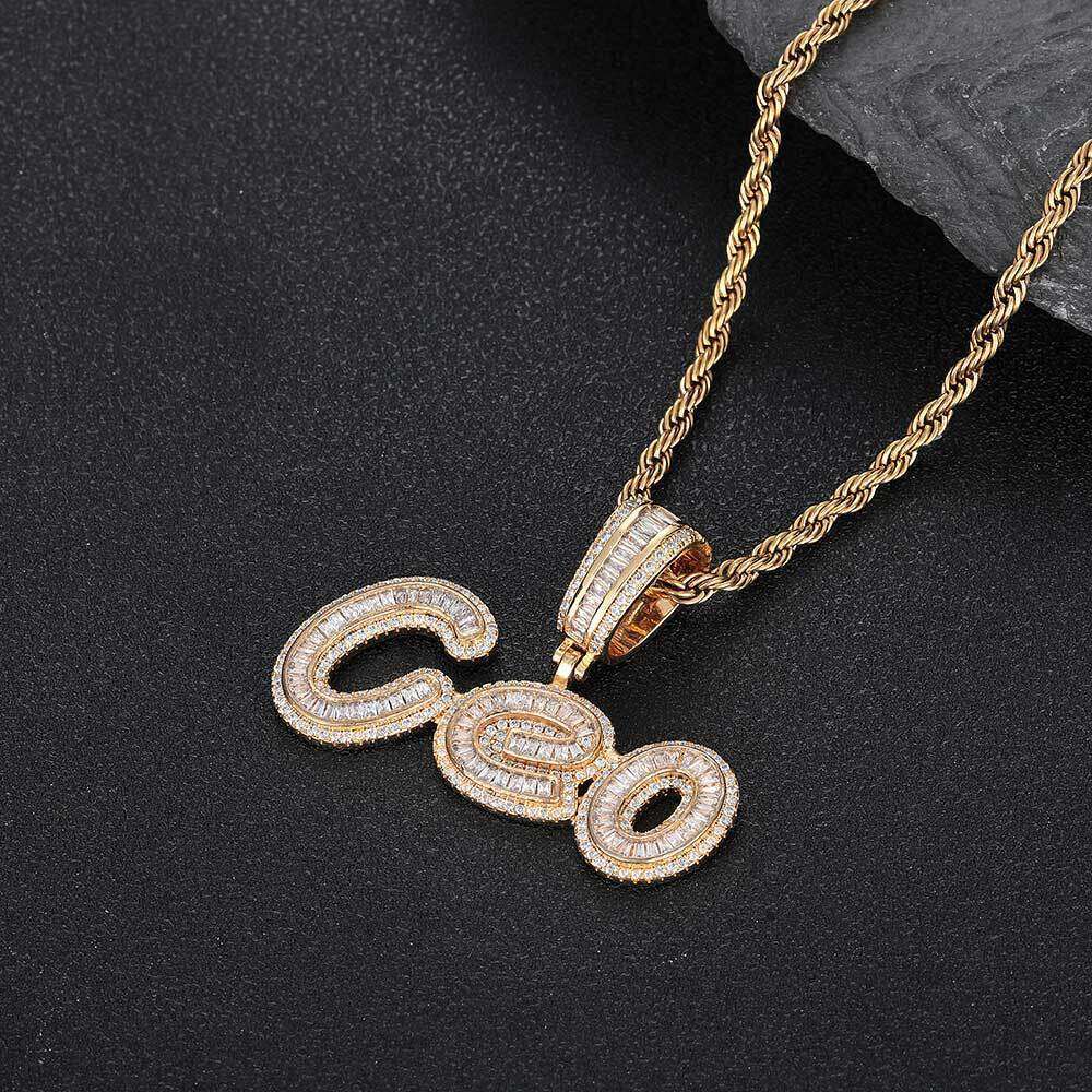 Hip Hop Upper and Lower Case Ladder Square Signature Letter Splicing Combination Pendant Creative Zircon Jewelry Unisex Sweater Chain 25fe