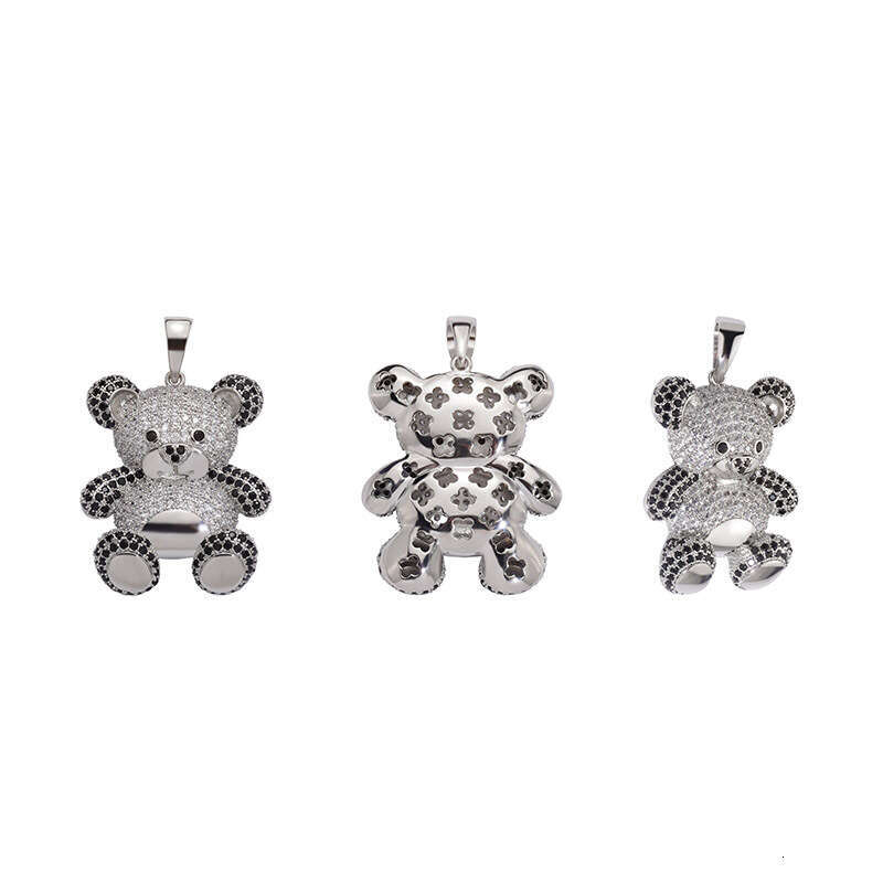 Cute Cartoon Panda Pendant Colorful Zircon Unisex Trendy Hip Hop Necklace Jewelry