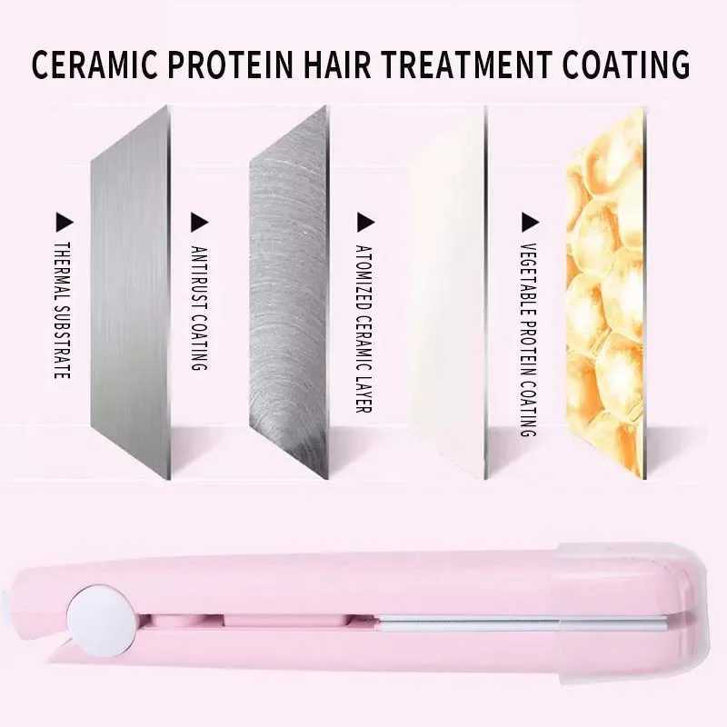 Mini Hair Straightener Clipboard Small Power Plug Curling Hair Straight Hair Girls Air Bangs Portable Hair StraightenerXJ250621