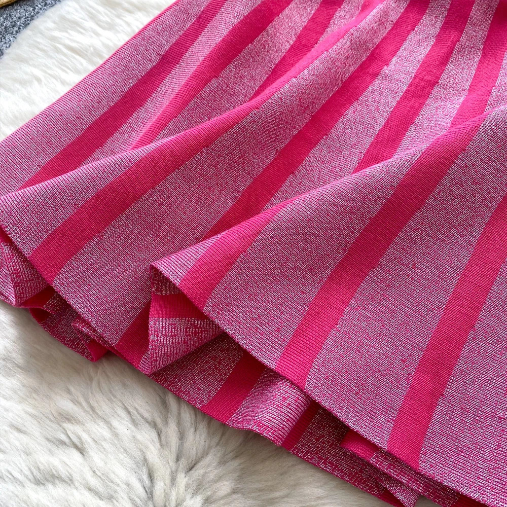 YuooMuoo Fashion A-line Short Knitted Dress Women Y2K Slim Waist Bling Party Dress Korean Aesthetic Summer Dresses 250617