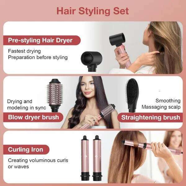 Brightup Air Styler, Professional Hair Dryer Brush With 110,000 RPM High-Speed Negative Ionic Blow Dryer, Auto Wrap Curlers