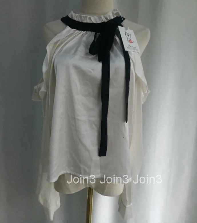 Camisas De Mujer 2025 Korean Blouse for Women Long Sleeve Off Shoulder Bandage Bow Sweet Shirts Loose Ruffles Bow Summer Tops