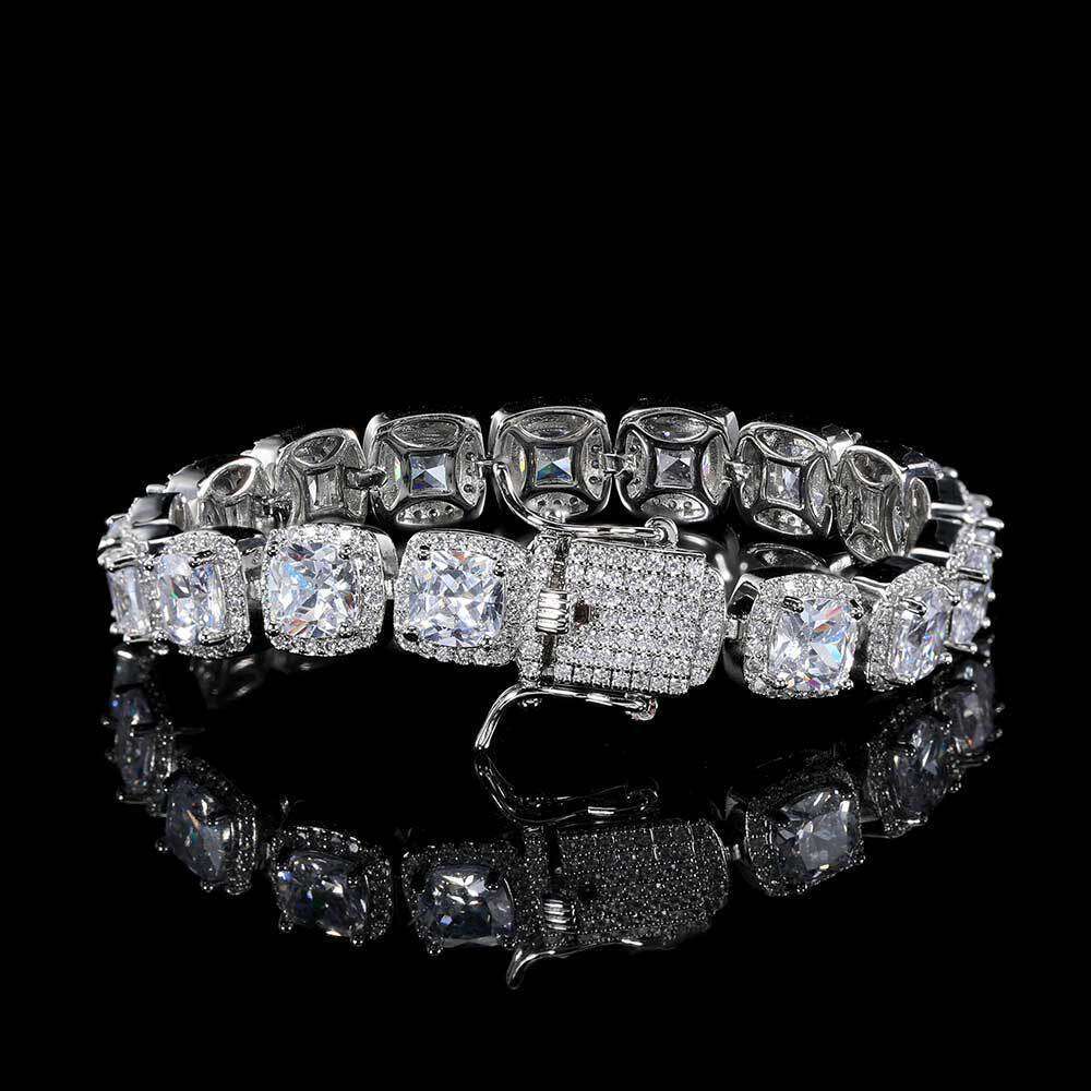 New High-Quality 10mm Men's Rock Candy Copper Micro-Inlaid Square Zircon Hip-Hop Jewelry Bracelet 05dc