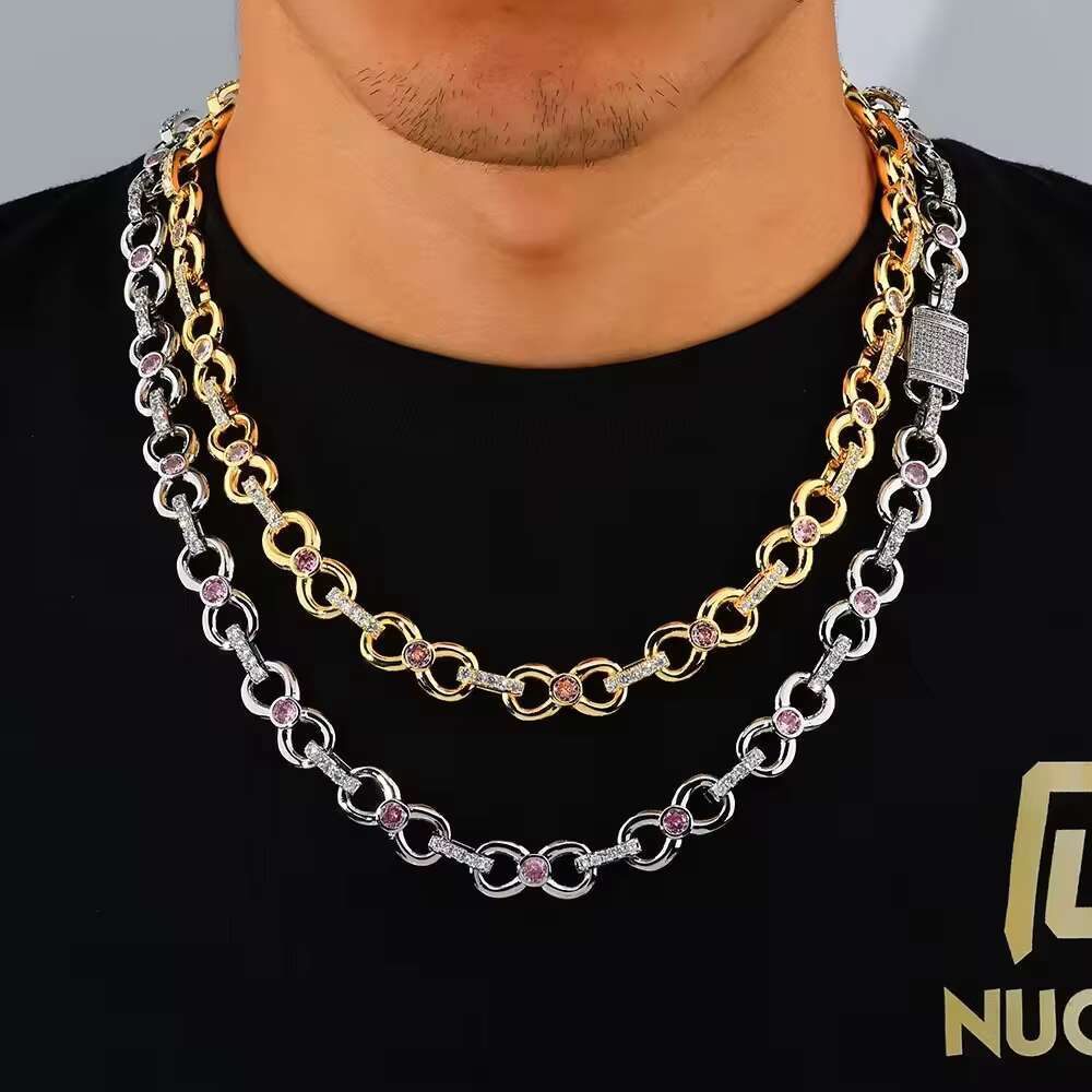 Hot Sale Hip Hop S925 Silver Moissanite Necklace for Men Versatile Eight Character Infinite Chain Cross-Border Hip-Hop
