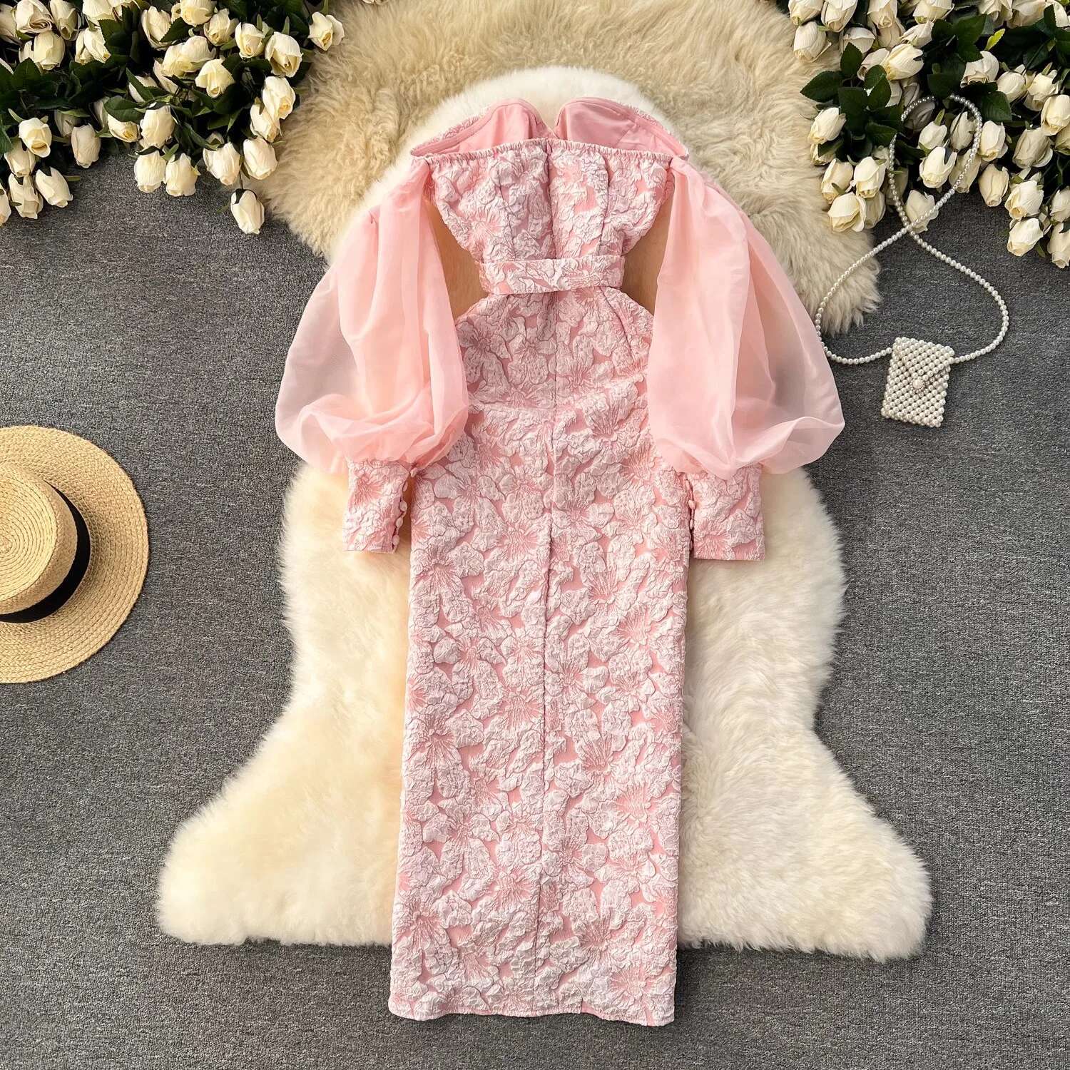 Sexy Off Shoulder Party Dress Strapless Lantern Sleeve Slim Women Clothes Evening Dresses Fashion Elegant Long Robe Vestidos