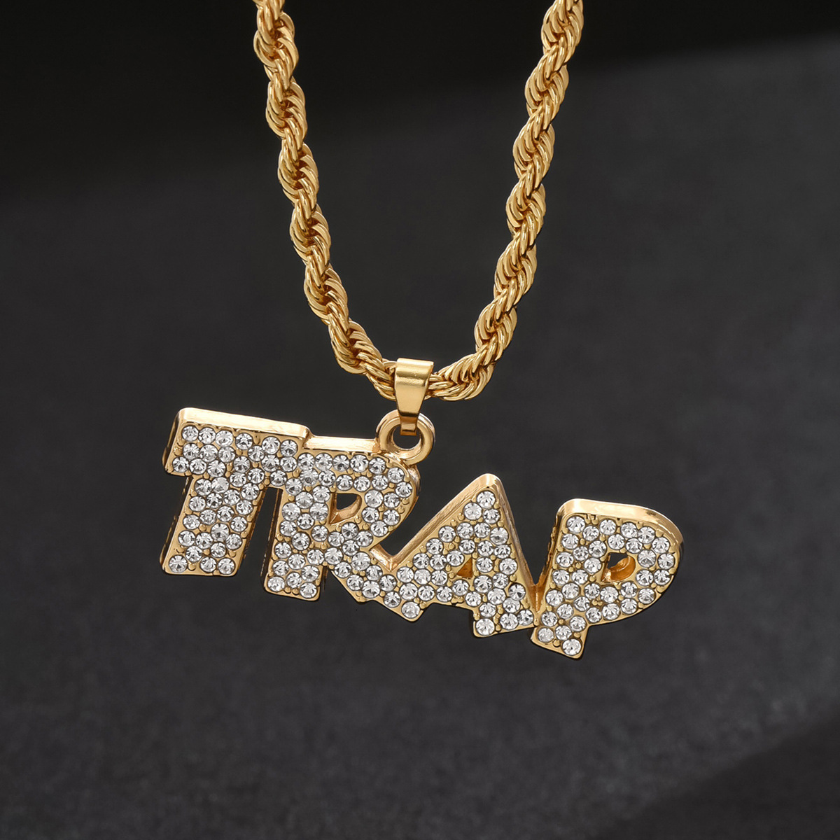 Trendy Men's Cuban Chain Simple Letter Inlaid Design Necklace Elegant Choker