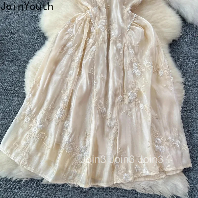 Chinese Style Dress for Women 2024 Vestidos De Mujer Sleeveless Tunic Temperament Robe Femme Beading Embroidery Summer Dresses