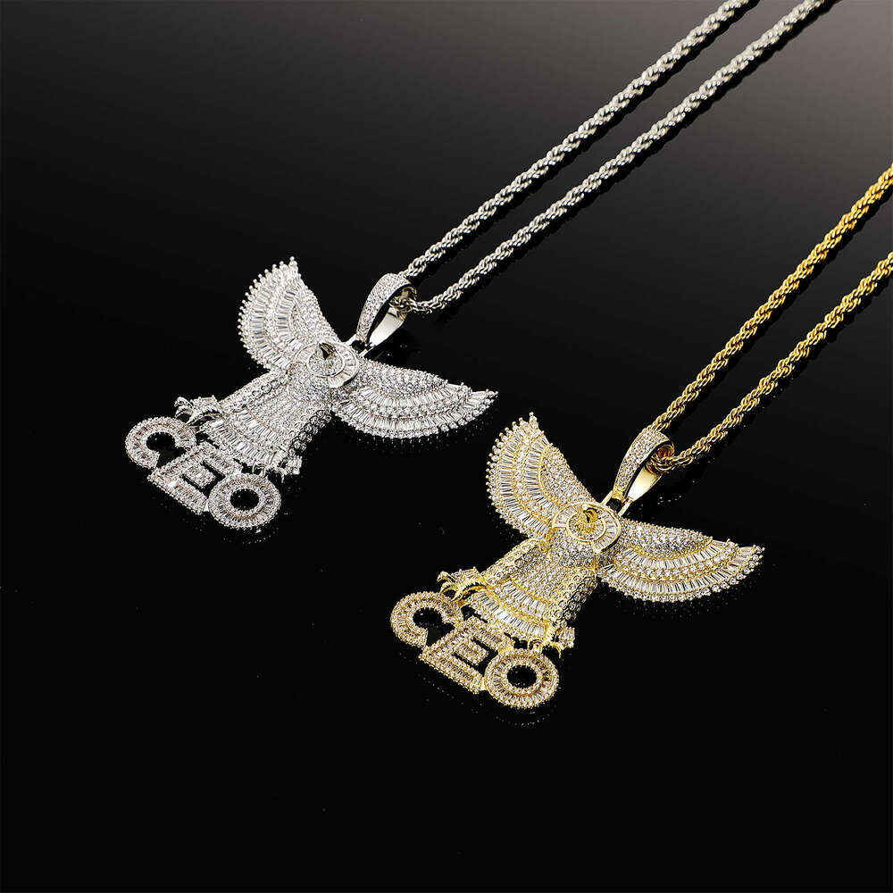 National Hip-Hop Jewelry Full Dia Eagle Letter Pendant DIY Copper Inlaid Zircon Men's Trend Necklace Live Broadcast