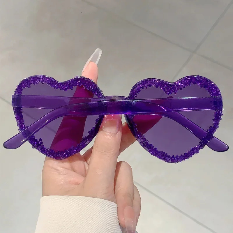 y2k Vintage Love Heart Sunglasse For Men Sun Glasses Punk Diamond Candy Pink Party Shades 250617