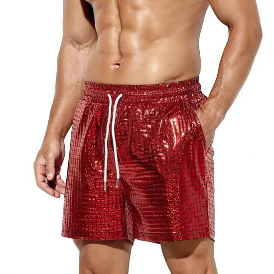 Free Shipping Designer Beach Pants2025 New Plaid Glossy Shorts Men's Casual European And American Cross-border Shorts Men's Beach Casual Pan