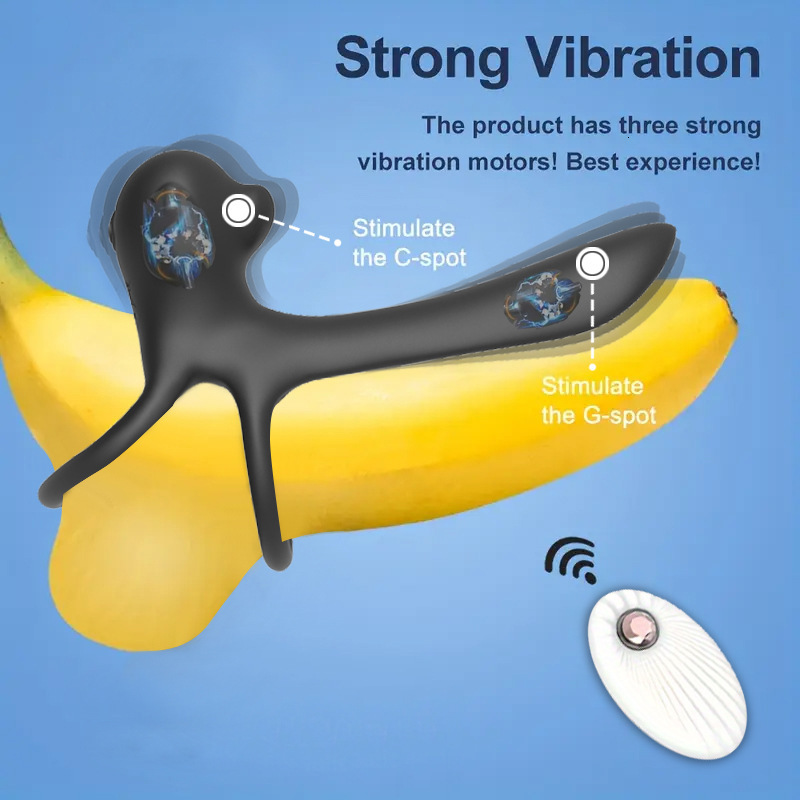 Male and Female Couple Synchronized Delayed Ejaculation Double Ring Sleeve Adult Sex Wearable Toys
