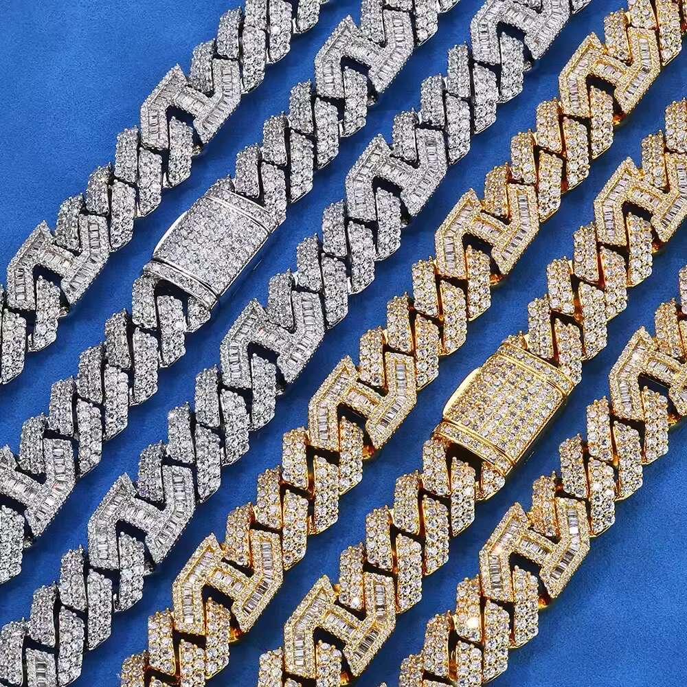 Hot Sale Hip Hop S925 Silver Moissanite Necklace Cross Border Custom Jewelry for Men Versatile Pig Nose Cuban Chain