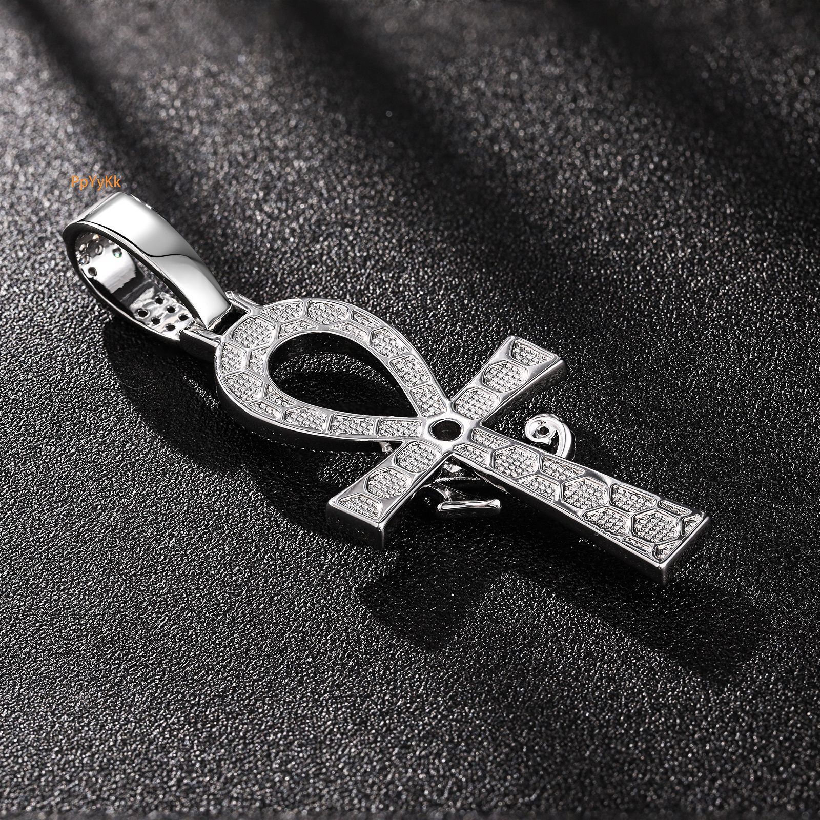 Best Seller Full Iced Out Classic Egyptian Cross Pendant Hip Hop Luxury Moissanite Statement Necklace Pass the diamond tester