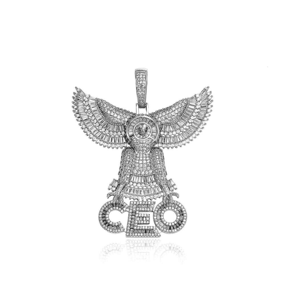 National Hip-Hop Jewelry Full Dia Eagle Letter Pendant DIY Copper Inlaid Zircon Men's Trend Necklace Live Broadcast