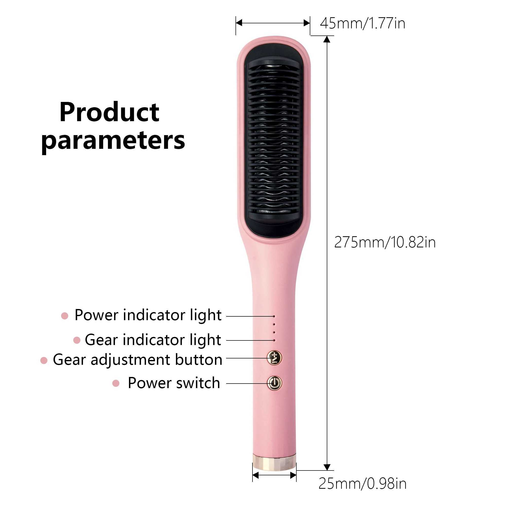 Hair straightener brush fast ceramic heating hot air comb portable heating hair straightener home and travel salonXJ250621