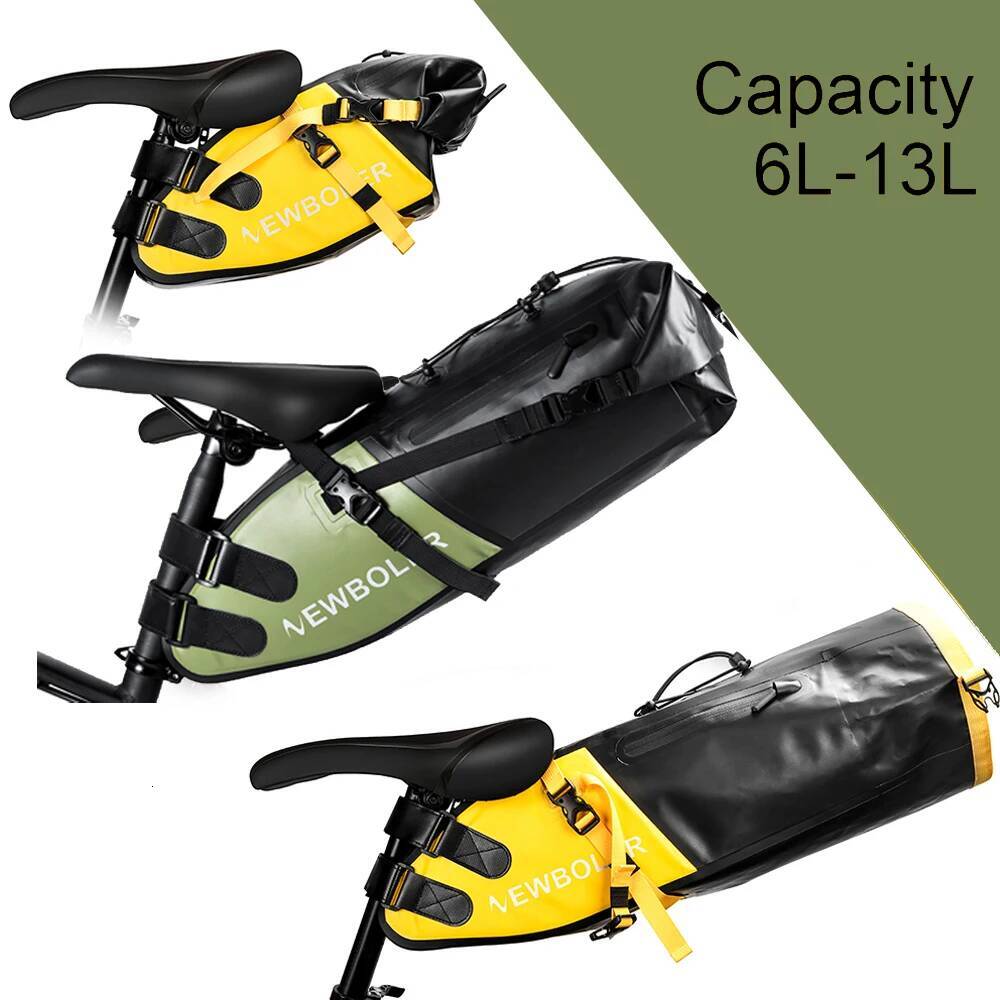 NEWBOLER Bike Waterproof Bicycle Saddle Reflective Large Capacity Foldable Tail Rear Bag Cycling MTB Trunk Pannier Black designer bag
