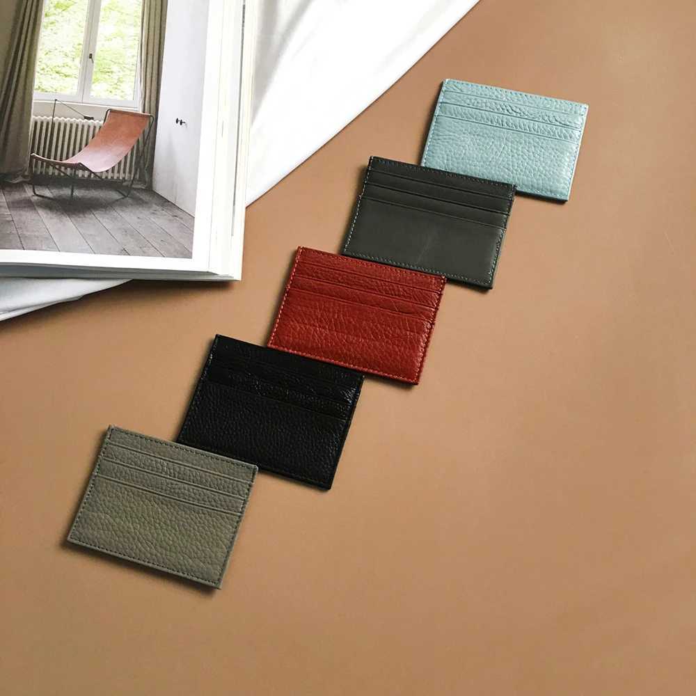 Custom 100% Genuine Leather Card Holder Party Anniversary Personalized Gift Women Men Mini Wallet Slim Sleeve Purse Z250621