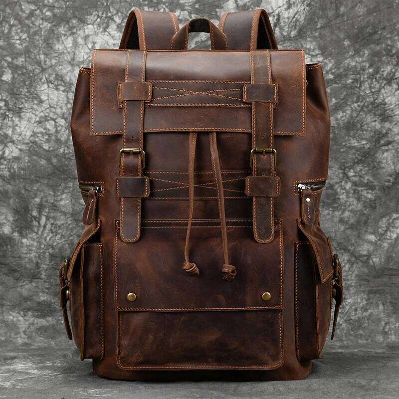 2025 New Arrivals For Genuine Leather Laptop Travel Backpack 17 Inch Daypack Shoold Bag Men Male Large