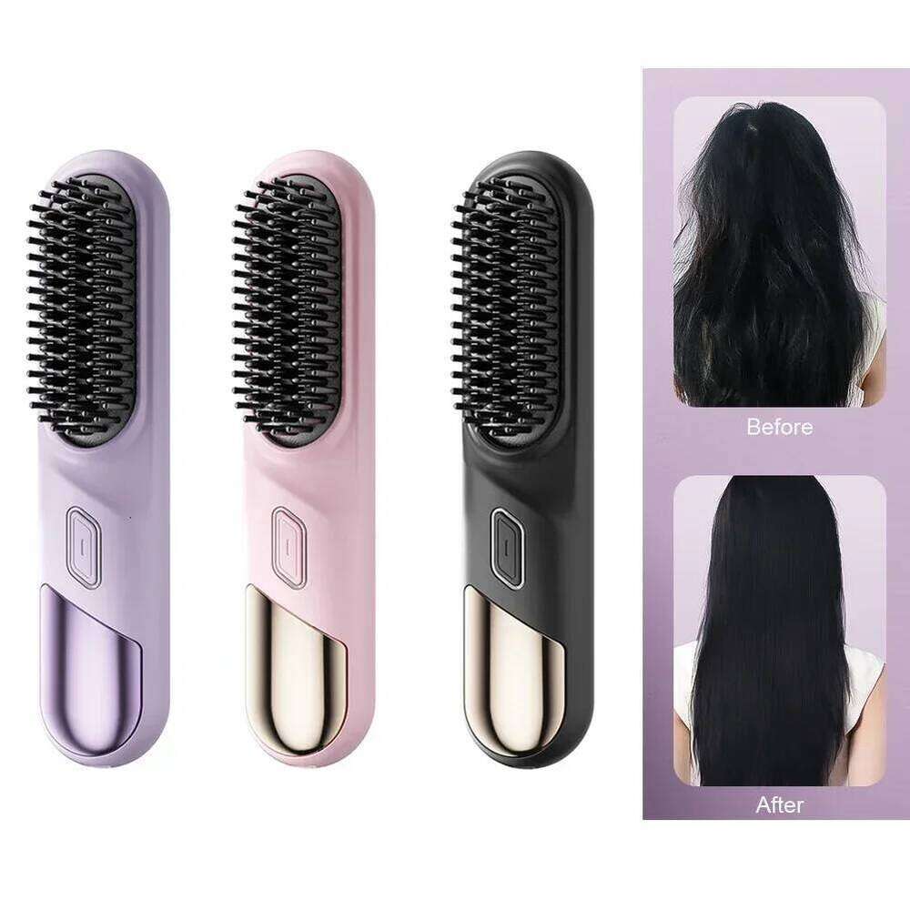 Wireless Mini Curler Straighteners Dryer Straightening Brush Hair Styling Appliances Hot Comb Straightener