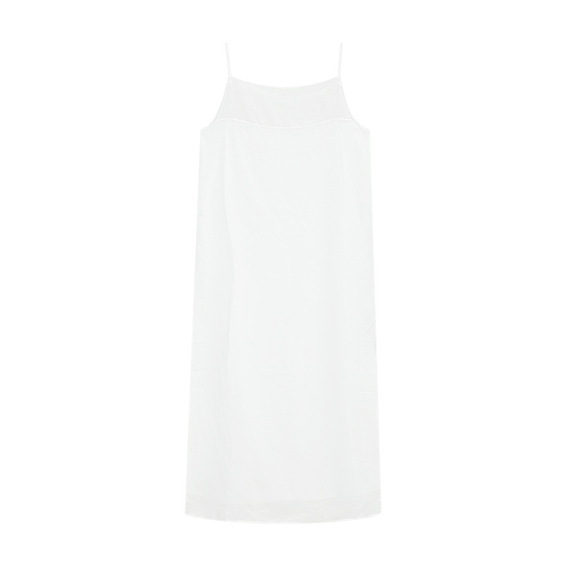 D1988 Minimalist temperament Hepburn style black and white suspender dress women's summer 2025 new solid color long skirt