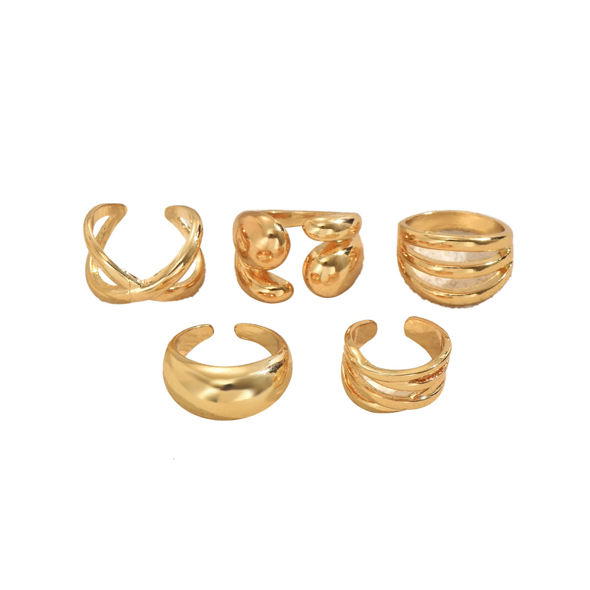 Style Wind Set Geometric Line Design Metal Open Ring