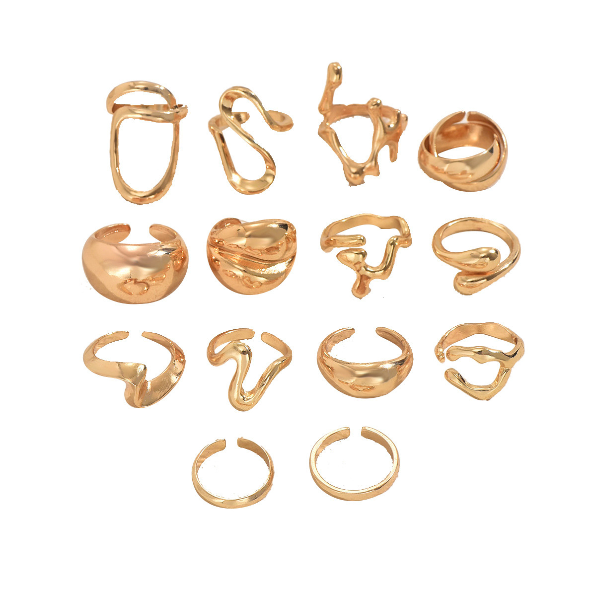 Set Versatile Metal Line Wrapped Design Open Ring High-End Feel For Women