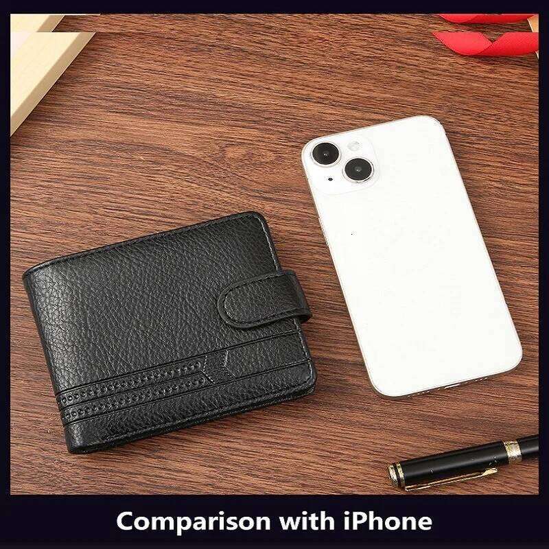 Men's Slim Bifold Wallets Leather Multiple Card Holder Purses Driver License ID Windows Man Short Wallet with Coin Pouch