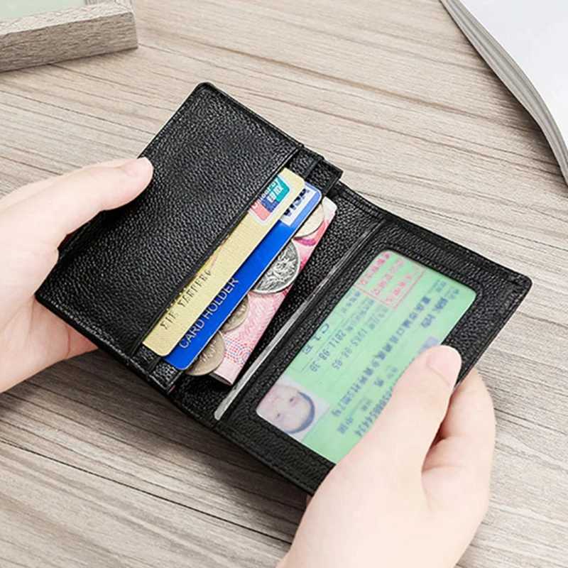 Classical Cowhide Leather Mens Wallets ID Holders Short Coin Purses Money Bag Clip Driver License Cover Z250621