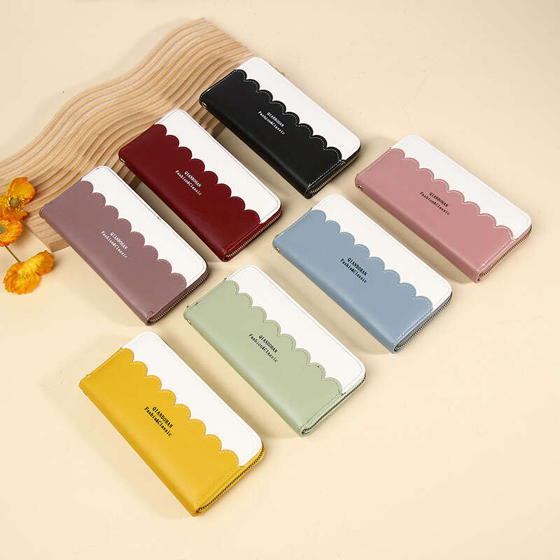 Korean Style Long Women's Wallet Color-Block Female Student Coin Purse Large Capacity Handheld Phone Bag