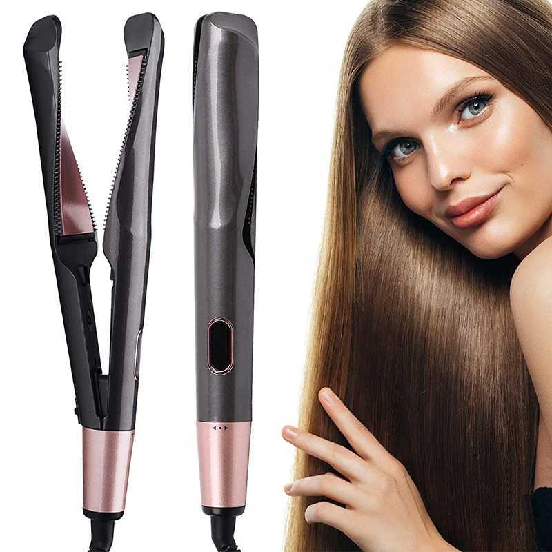 2 in 1 Flat Iron Curler Twist Professional Dual Voltage Tourmaline Ionic Ceramic Hair StraightenerXJ250621