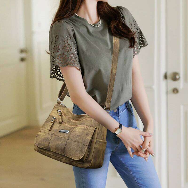 Canvas Fashion Multi-Functional Outdoor Women's Commuter Large Capacity Shoulder Bag Crossbody