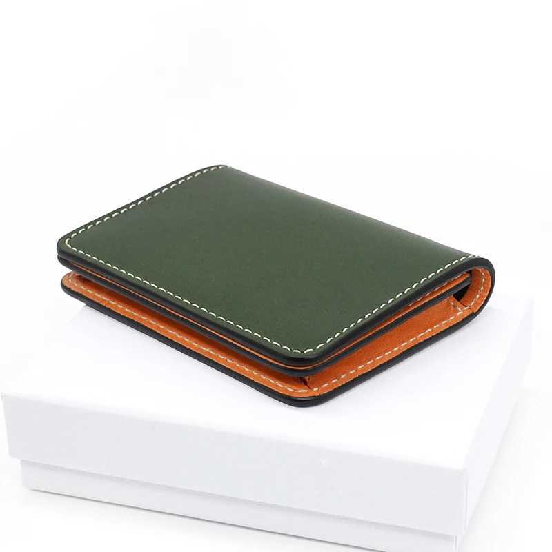 Business Card Case Genuine Leather Men Wallets Magnetic Coin Purses Cowhide Canvas Women Money Bag Z250621