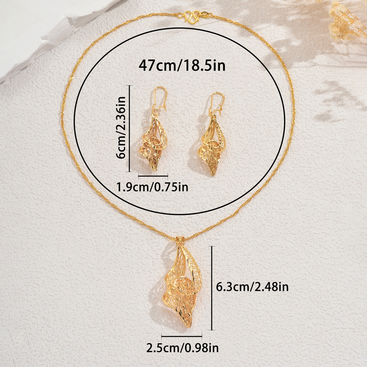Jewelry Set For Women Electroplated Gd Long Clavicle Chain Versatile Earrings