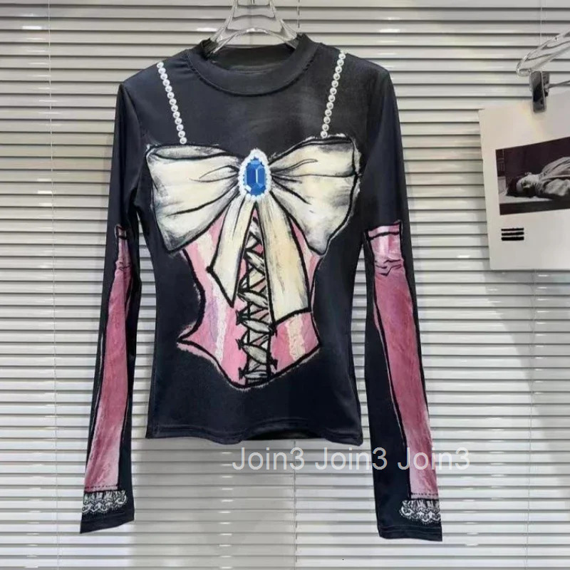 2025 Ropa Mujer Harajuku T Shirts for Women O-neck Long Sleeve Tunic Tees Fashion Butterfly Print Camisetas Casual Y2k Tshirt