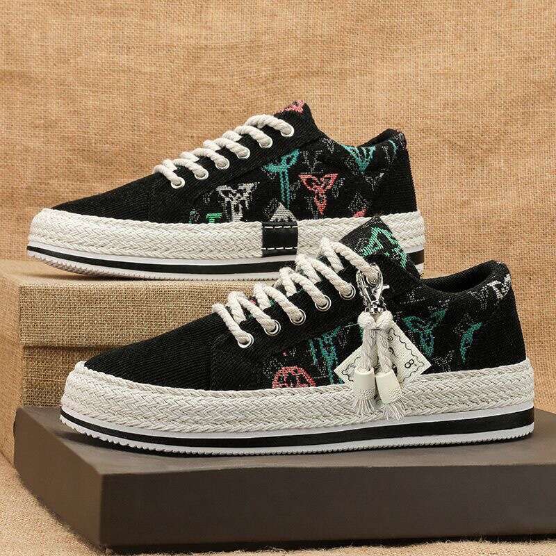 2025 Spring Breathable Sneakers Versatile Color Block Slip-On Canvas Corduroy Flat Men's Shoes