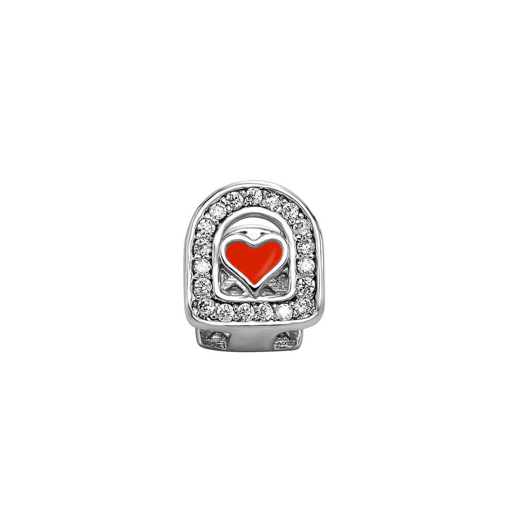 Temu Single Dia Enamel Heart Oil Drop Hip-Hop Gold Teeth Grillz