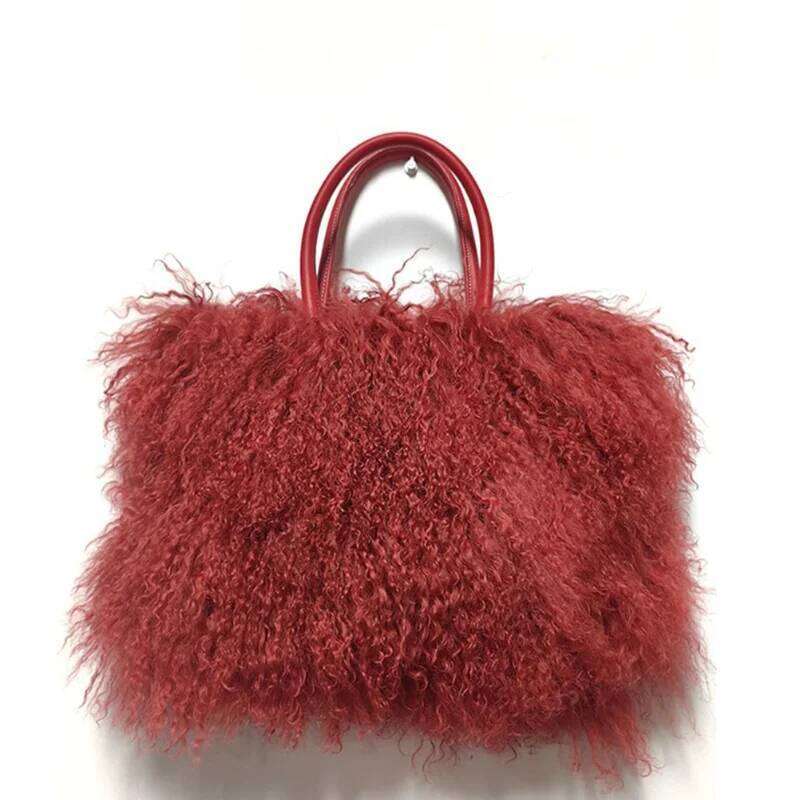 Real Mongolian Sheepskin Handbag Natural Leather Long Hair Informal Tibetan Shoulder Bag, Genuine Handbags For Women, 2025/06/22