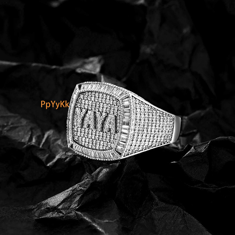 New Arrival Moissanite rings HIPHOP Punk Ring Luxury Full Diamond Men's Bold Cool Finger Ring Certified Diamond