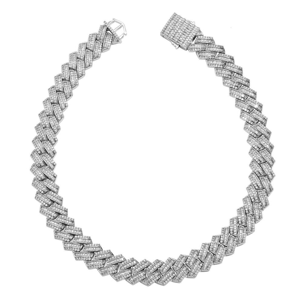 Jin Ao New Hip-Hop Jewelry 20MM Full Dia Rhombus Cuban Chain Necklace Copper Inlaid Zircon Trendy Men's Accessories