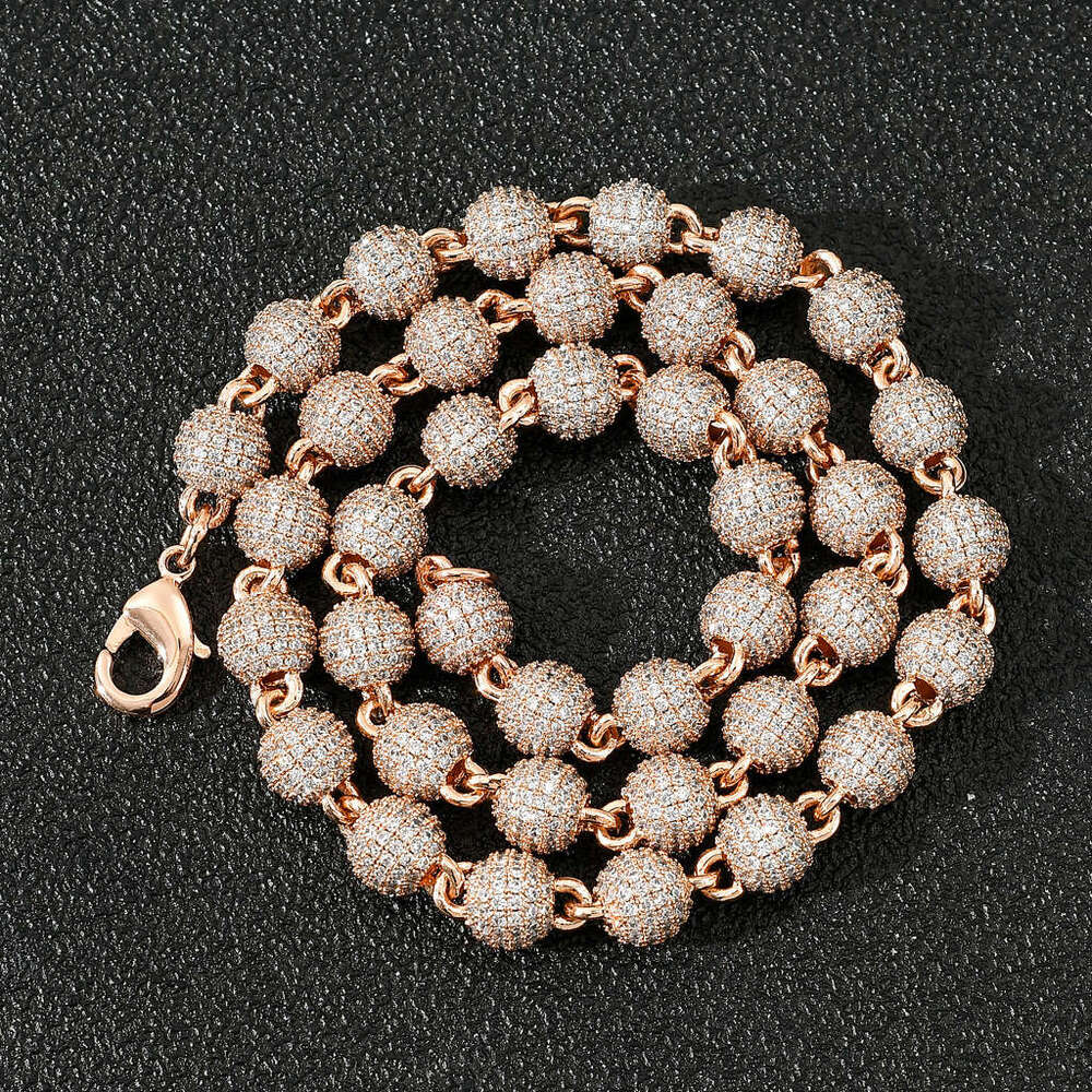 Jewelry 8mm Round Bead Choker Clavicle Chain Full Zircon Unisex Personality Hipster Necklace 6359