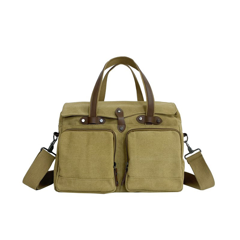 Free Shipping Designer Bag Canvas Bag Men's Business Luxury Bag Travel Briefcase European And American Retro Large Capacity Laptop Bag Shoulder C