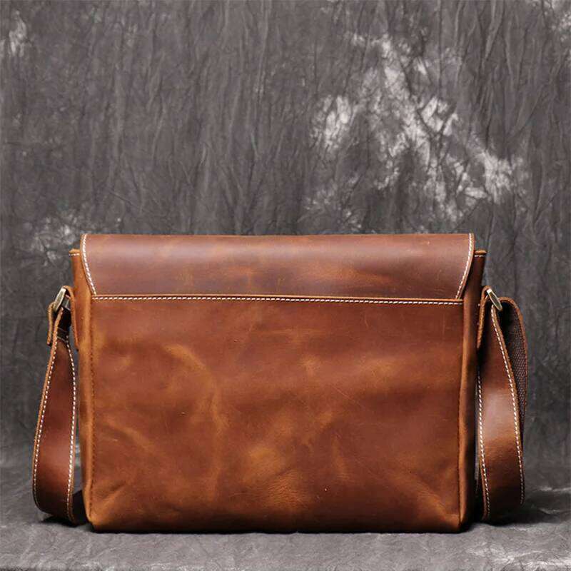Retro Men's Genuine Leather One-Shoulder Head Layer Cowhide Cross Style Large Capacity Casual Messenger Bag