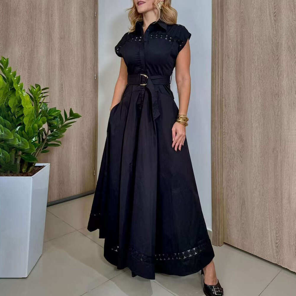 White Skirt Maxi Skirt French Style Simple Commuter Long New Women S Summer Solid Color Waist Cinching Water Soluble Flower Hollow Out Dress For Women