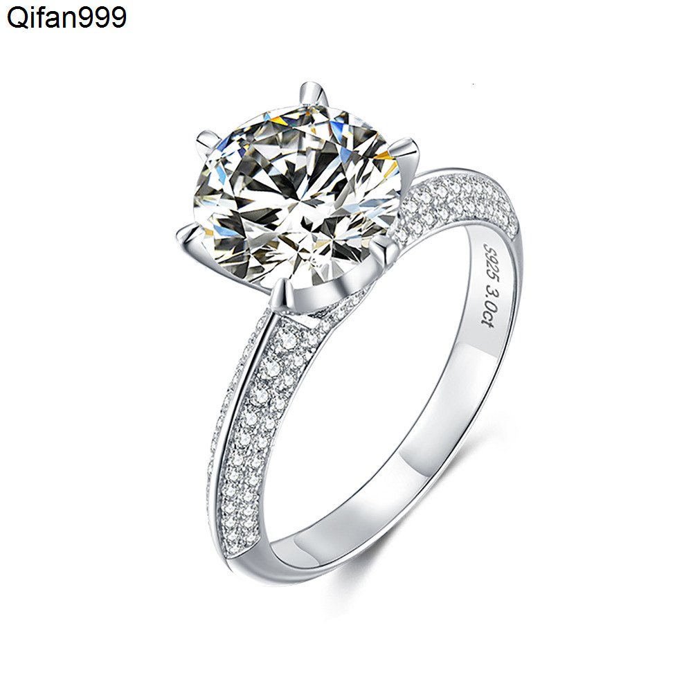 Silver925 Big Diamond Over Moissanite Wedding Ring For Women Girls