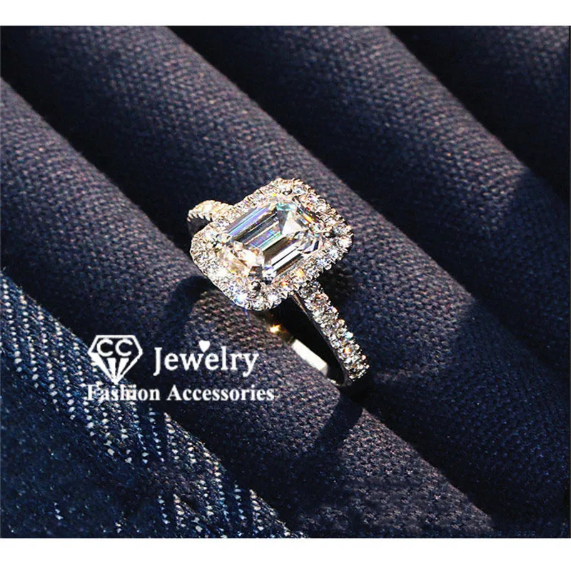 CC Rings For Women Silver Color Cubic Zirconia Ring Bridal Wedding Engagement Fine Jewelry Accessories CC3123 250617