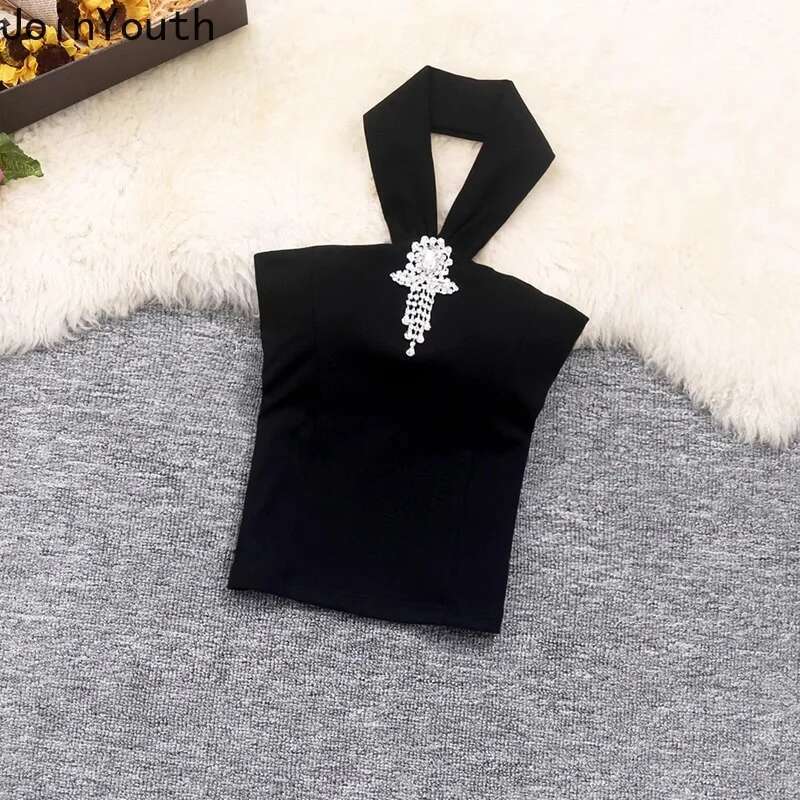 Sexy Vest Women Clothing Summer Crop Tops Sleeveless Tunic Camis Fashion Korean Temperament Tees Backless Tanks Ropa Mujer 2025