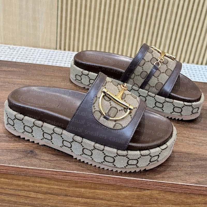 Designer Sandal Canvas Flatform Slides Platform Slipper Flats Comfort Clog House Beach Casual Women Size 35-41